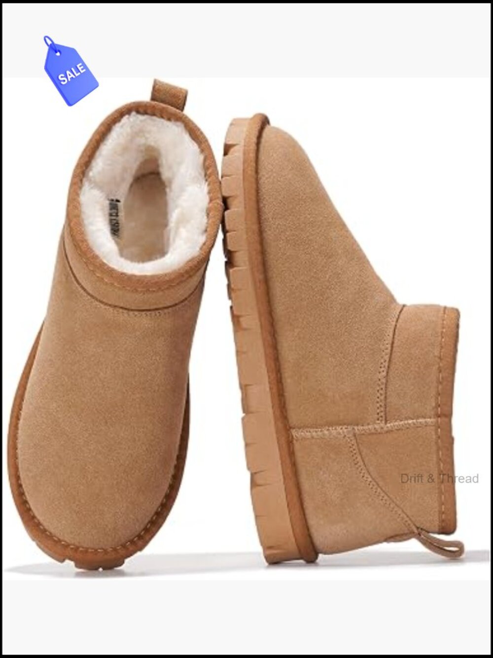 Genuine Suede Fur-Lined Ankle Boots Women Waterproof Winter Comfort
